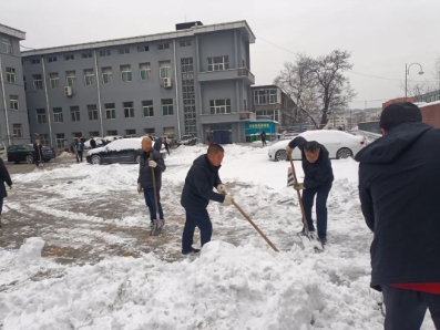 白家庄矿业公司组织干部职工清扫积雪